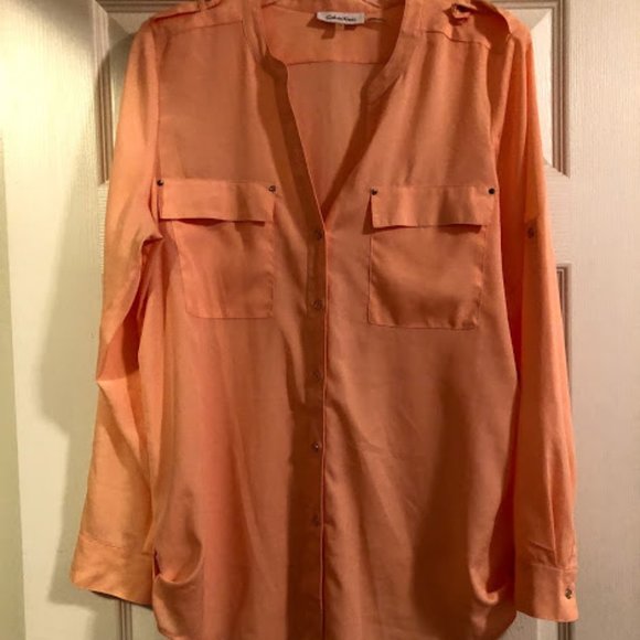 Calvin Klein Peach Blouse - Picture 1 of 8